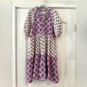 ZARA Girls Printed Boho Floral Dress Size 9 LIKE NEW! Purple Block Print